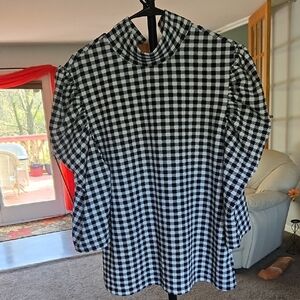 SHEIN Women Black and White Checkered Blouse